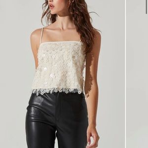 ASTR the Label Sequin Flower Crop Top